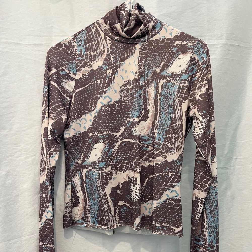 AFRM Selena Turtleneck Top - Abstract Snake - Size S